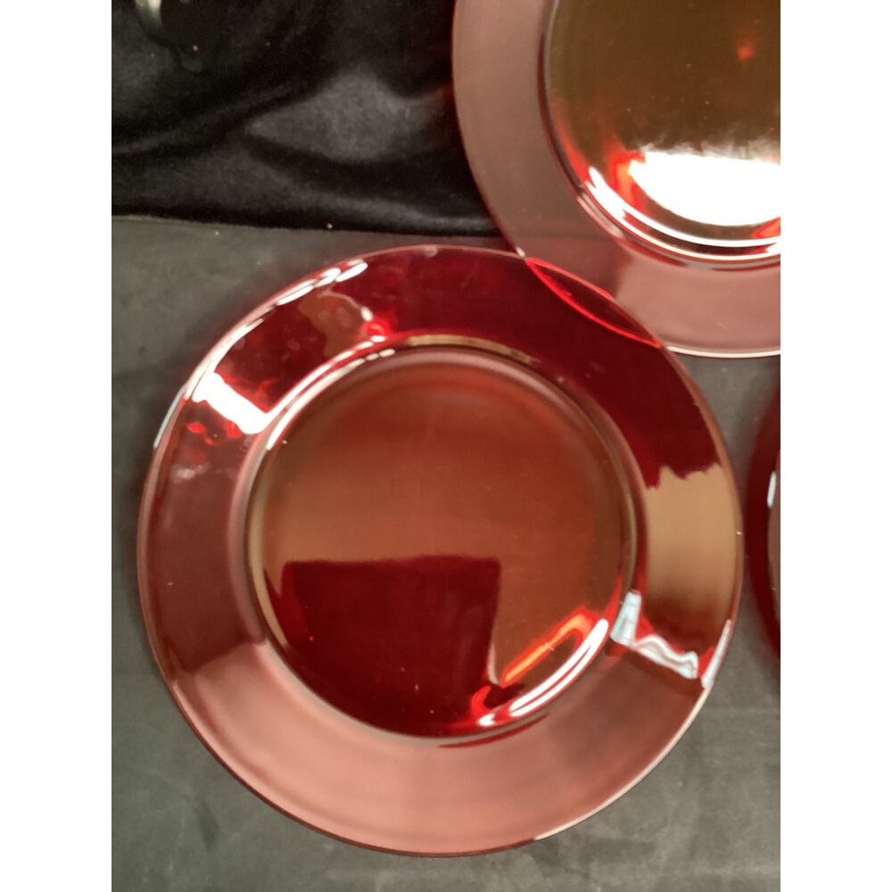 Ruby Red Glass Dessert/ Salad Plates - Picture 3 of 5